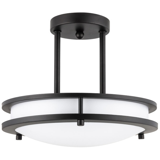 LED 12 Inch Dual Band Ceiling Light Fixture, Decorative Semi-Flush Mount, 15 Watts, Oil-Rubbed Bronze