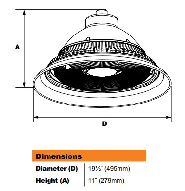 Sculptor Bell Pendant Decorative Pole Mounted Luminaire Size