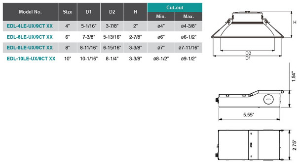 Eco Commercial Downlight, 8" Semi-specular Reflector, Field Adjustable