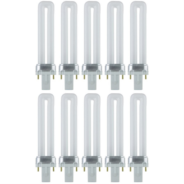 PL 7W, 3500K, 2-Pin Fluorescent U Shaped PL CFL Twin Tube Plugin Light Bulbs, G23 Base