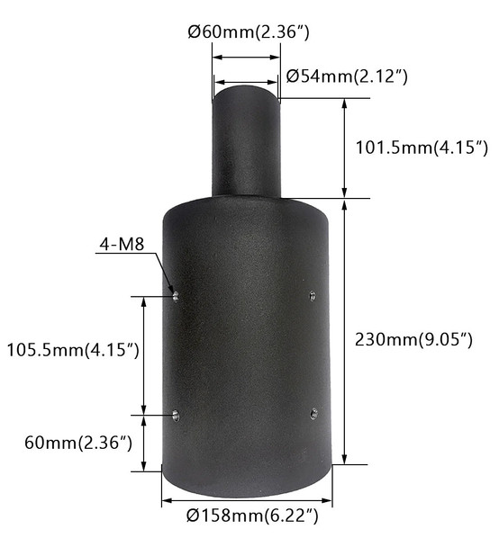 Round Tenon Adaptor, 6 inch