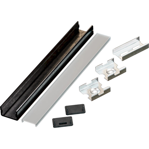 2M GT BK Single Bundle, Black Finish, High Grade Diffusion Lens, End Caps, Mounting Clips, Splicing Strip