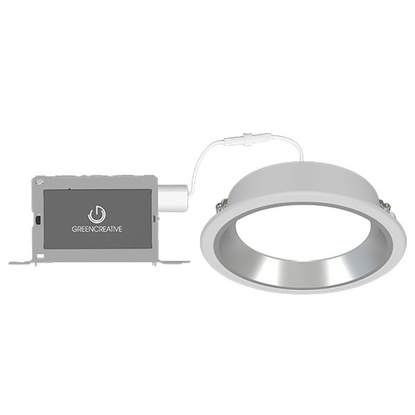 Direct Mount 8" Round Downlight, Selectable Lumen 6000lm, CRI90, Selectable CCT 27/30/35/40/50K, Dimming 0-10V, Wide Beam