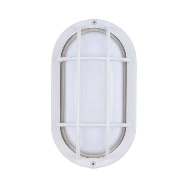 LED Oval Bulkhead Wall Mount, Matt White Housing, Frosted Glass Lens, 6 CCT Selectable