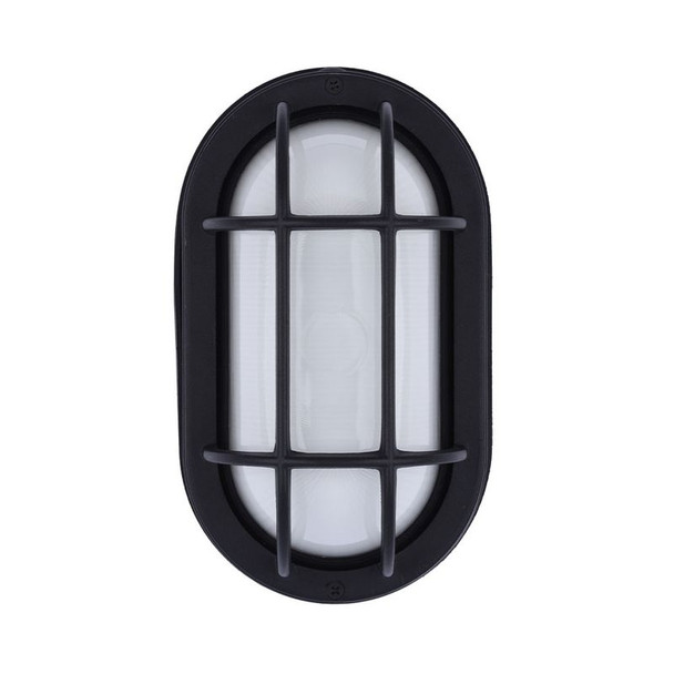 LED Oval Bulkhead Wall Mount, Matt Black Housing, Frosted Glass Lens, 6CCT Selectable