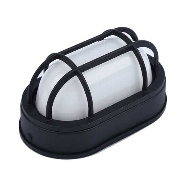 LED Oval Bulkhead Wall Mount, Matt Black Housing, Frosted Glass Lens, 6CCT Selectable