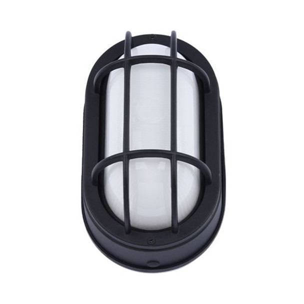 LED Oval Bulkhead Wall Mount, Matt Black Housing, Frosted Glass Lens, 6CCT Selectable