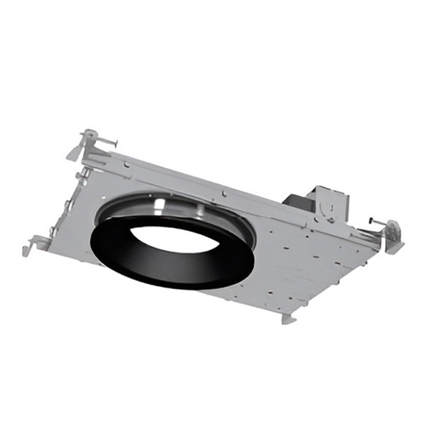 New Construction 4" Round Downlight, Selectable Lumen 4,000, CRI90, Selectable CCT 27/30/35/40/50K, Dual Dimming 0-10V/ELV&Triac, Wide Beam, Black Reflector Black Flange (Dead Front)