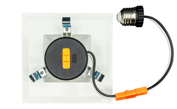 6" Performance LED Recessed Retrofit Downlight, CCT Selectable, Square Baffle Trim, White Finish