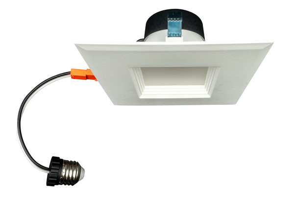 4" Performance LED Recessed Retrofit Downlight, 7 Watt, CCT Selectable, White, Square Baffle Trim