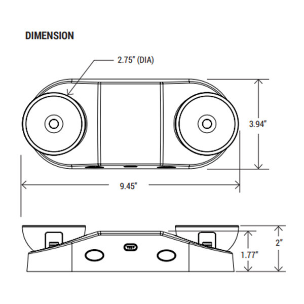 Double Head Emergency Light, Round, White, Universal mounting (Ceiling, Wall)
