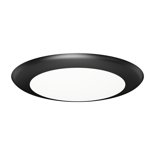 6" Round Surface Mount, Multi-Purpose Energy-Efficient Fixture, 15W, 5CCT, CRI 90+, Black Trim