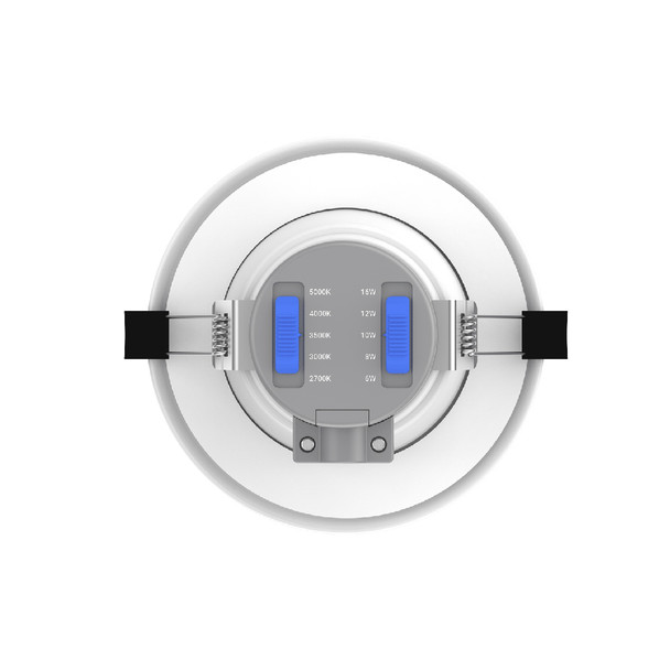 4" Round Commercial 5 CCT & 5 Wattage Selectable, Matte White and Alzak Trim