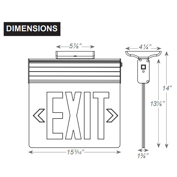 Edgelit Aluminum Exit Sign, New York City Compliant, Single Face