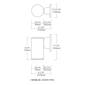 3" Wall Mount Cylinder Down Light, 13W, 80 CRI, 3000K, White
