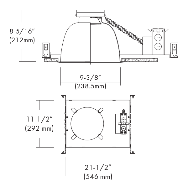 9" LED Non-IC Commercial Flat Frame-in Kit, Multiple Trim Styles