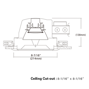 8" LED Square Recessed Downlight, 22W, 120-277VAC, Triac/ELV Dimming