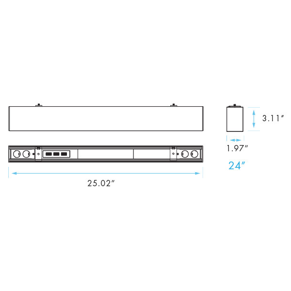 Architectural Linkable Linear LED Fixture, 24”, Black Finish, 3CCT/3 Wattage/Up-Down Selectable