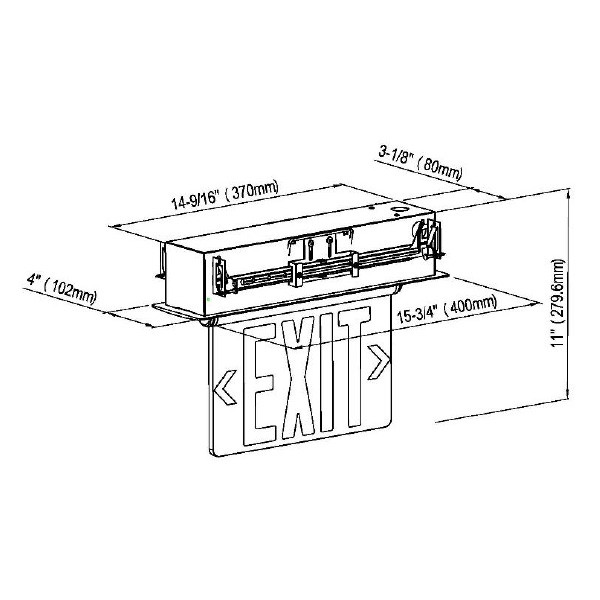Recessed EdgeLit Exit Sign, Single Face, Clear, Aluminum