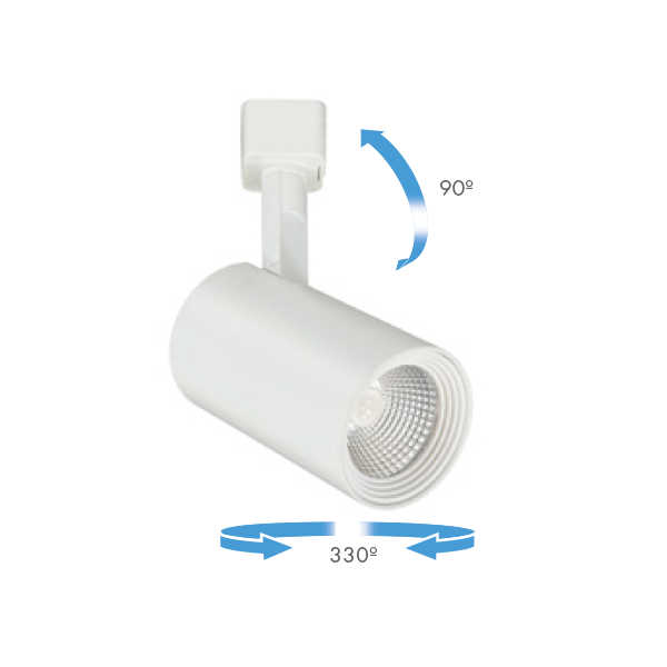 LED Track Luminaire, Adjustable Head, Multiple Beam Angles, Black or White Finish
