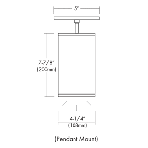4" Square LED Pendant Mount Cylinder, 27W, 90 CRI, 3000K-4000K, 0-10V Dimming