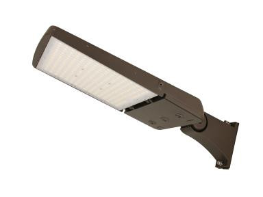 Slim Area Light, 100/85/75W, Type III/IV/V Distribution, CCT/Wattage Selectable, Bronze Finish, Upper half knuckle, Controls Ready