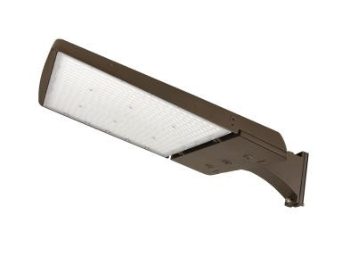 Slim Area Light, 150/175/200W, Universal 120-277V, Type III/IV/V Distribution, CCT/Wattage Selectable, Bronze Finish, Controls Ready