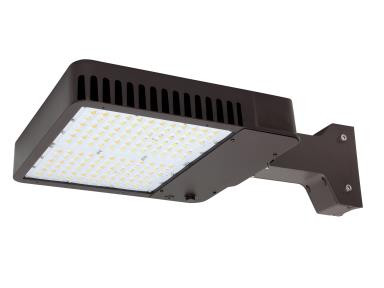 Area Light, 200W, 120-277V, Type IV, CCT Selectable (3000K/4000K/5000K), Bronze, Straight Arm, Controls Ready