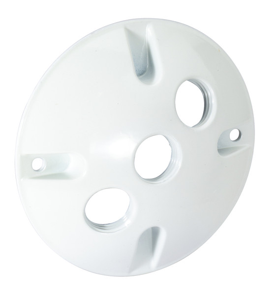 Garvin Industries WRC350W, 3-Hole 1/2" NPT Round Cover, White, Die Cast Aluminum