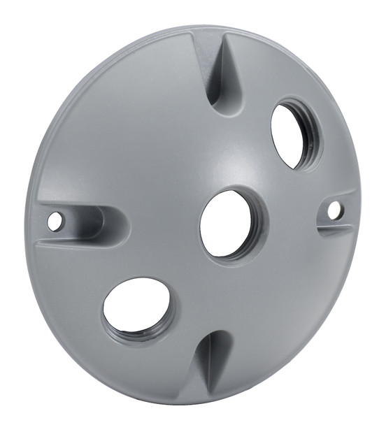 Garvin Industries WRC350, 3-Hole 1/2" Threaded Round Cover, Gray, Die Cast Aluminum