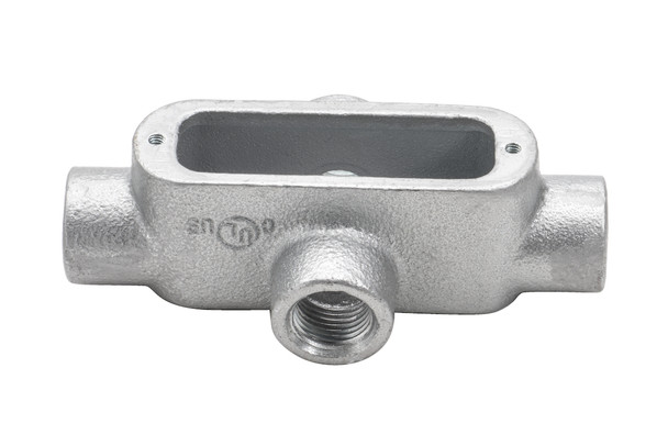 Garvin Industries X6M Rigid Conduit Body, 2" Hub, Threaded X Type, Malleable Iron, Zinc Plated, Aluminum Enameled