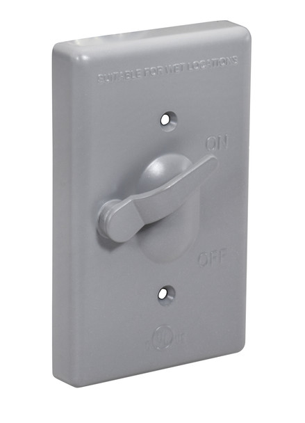 Garvin Industries WSC1VHD, Single Gang Vertical Toggle Switch Heavy Duty Cover, Die-Cast Aluminum, Gray, Weatherproof