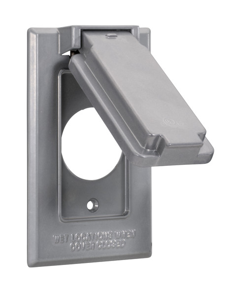 Garvin Industries WCV11, Die-Cast Aluminum Single Gang Cover, Spring Loaded Lid, Gray, Wet Location