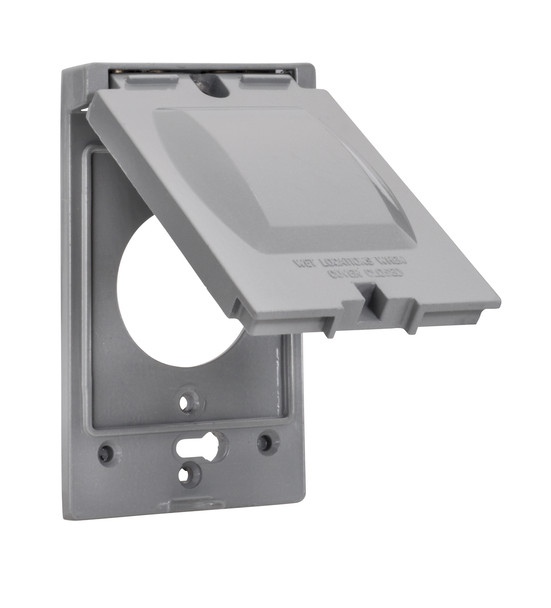 Garvin Industries WCV11.625, Die-Cast Aluminum Single Gang Cover, 4.57" x 2.80", Gray, Spring Loaded Lid, Weather Seal