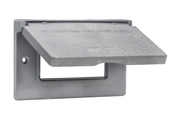 Garvin Industries Die-Cast Aluminum Single Gang Cover, Horizontal GFCI, Gray, 4.56" x 2.81"