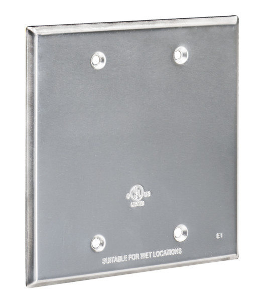 Garvin Industries WC2B Double Gang Die-Cast Aluminum Blank Cover, Silver, 4.62" x 4.57"