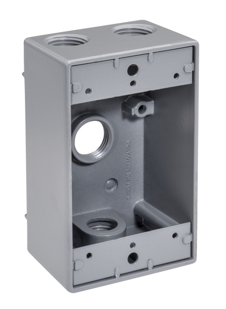 Garvin Industries WB1475, 3/4" Threaded Hub, Gray, Die Cast Aluminum, Single Gang Box, 4 Hole