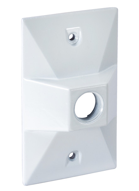 Garvin Industries WCR1150W, Single Gang Die-Cast Aluminum Cover, 1 Hole, White, 1/2" Threaded Hub