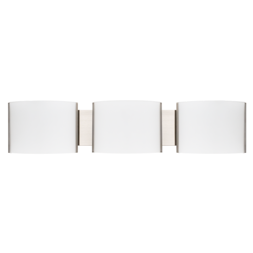GlobaLux CVL Series Curved Glass Vanity Light, 3-Light, 24W LED, 120V Triac Dimming, 3000K, 80 CRI, Brushed Nickel
