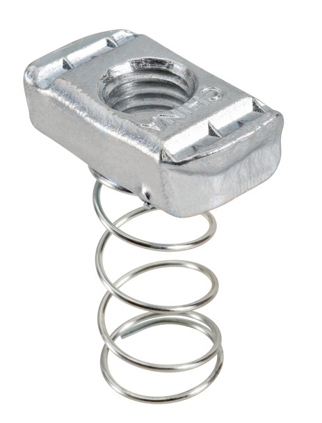 Garvin Industries Bottom Spring Nut, For 1-5/8" Strut Channel, 1/2"-13 Rod Size, Steel, Galvanized, SPRA0050EGTZ