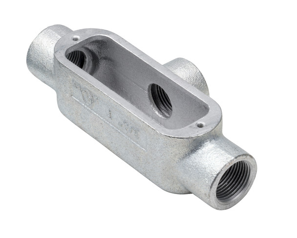 Garvin Industries T6M Rigid Conduit Body, Threaded T Type, 2", Malleable Iron, Zinc Plated, Aluminum Enameled