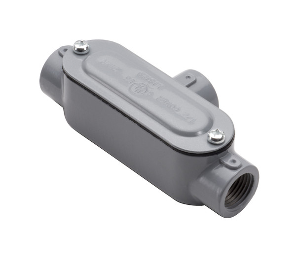 Garvin Industries T1CG, 1/2" Threaded T Type Rigid Conduit Body with Cover and Gasket, Copper-Free Aluminum