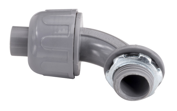 Garvin Industries 90° Liquidtight Connector, 3/4", Gray Nylon