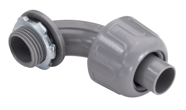 Garvin Industries 90° Liquidtight Connector, 3/4", Gray Nylon