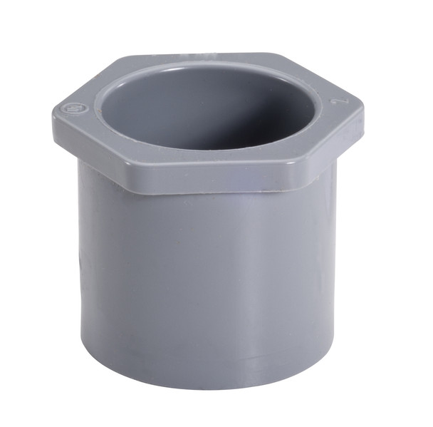 Garvin Industries PVC Reducer Bushing, 1-1/2" x 1-1/4", Flush Style, Solvent Weld, Underground Rated