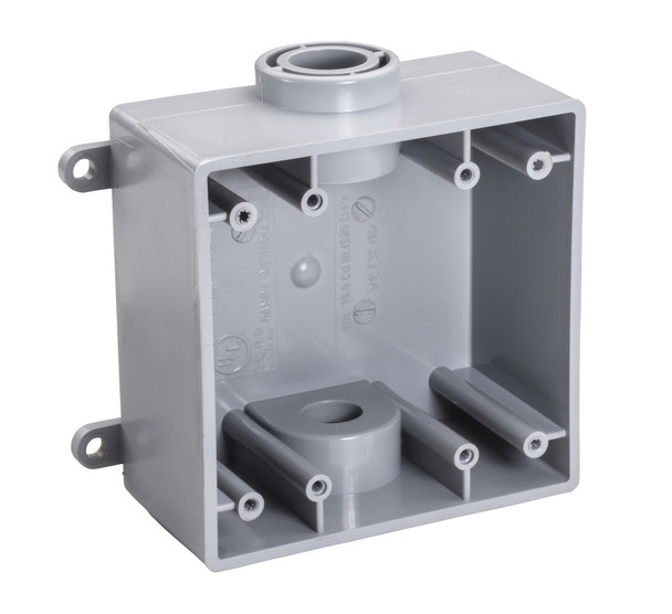 Garvin Industries FSC Type Double Gang PVC Box, 3/4" Conduit Hubs, Surface Mount