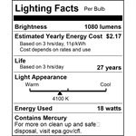 PLD Twin Tube CFL, 18W, 2-Pin G24d-2 Base, 1080lm, 4100K Cool White, 10-Pack