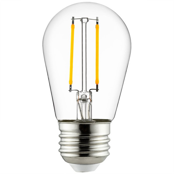 Sunlite S14 LED Filament Style String Light Bulb, 2W, 2700K, 200lm, Medium Base (E26), Dimmable, ETL Listed