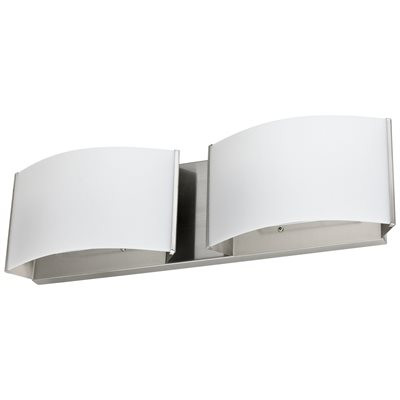 2-Light LED Decorative Curved Wall Sconce, 20W, 1300lm, 3000K, Dimmable, Brushed Nickel