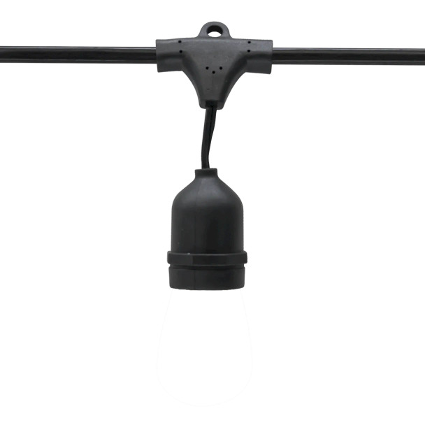 Proluxe LS2-M Series Suspended E26 Light String, 48ft, 24in Socket Spacing, Black, 120V